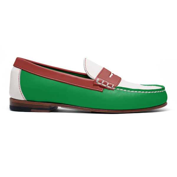 quoddy Men's Penny Loafer Classic LE: Neon Green/Zephyr/White