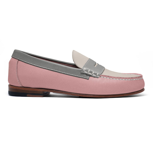 quoddy Men's Penny Loafer Classic LE: Pink/Grey/Ivory