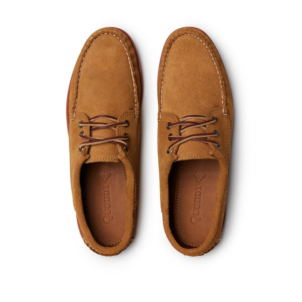 Quoddy In Stock Men’s Blucher Shoe: Toast Suede