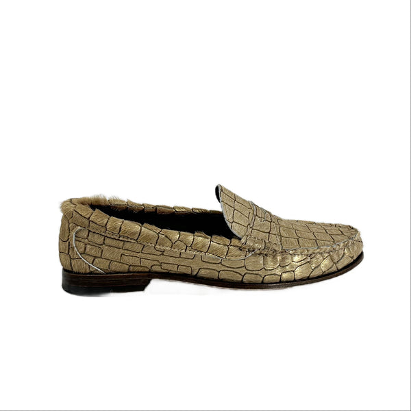 quoddy KKB Penny Loafer: Gold Hair-On Leather