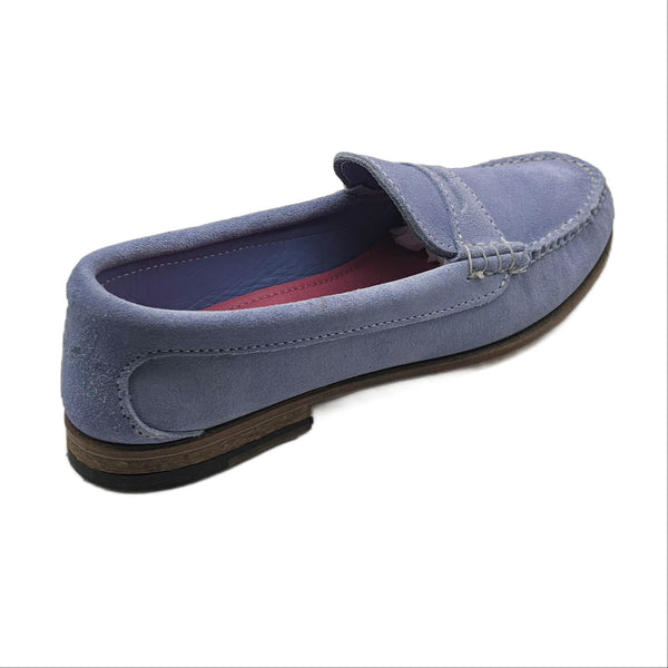 Quoddy KKB Penny Loafer: Light Blue Pastel Suede