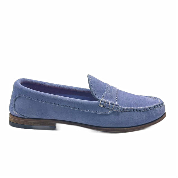 quoddy KKB Penny Loafer: Light Blue Pastel Suede