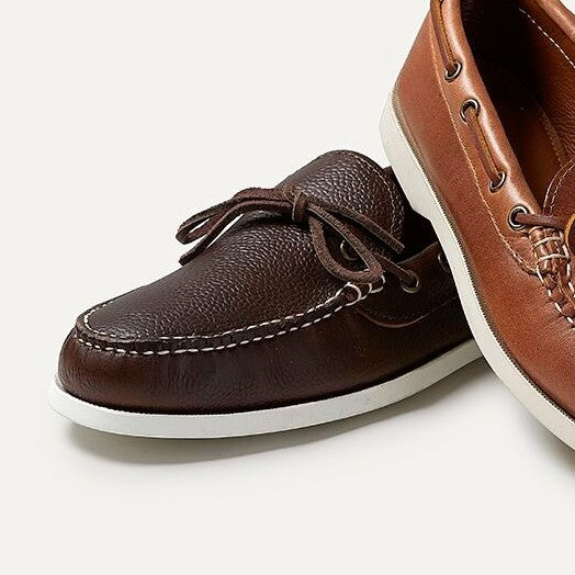 quoddy LE Men’s Canoe Shoe: Brown Pebble Boat Sole