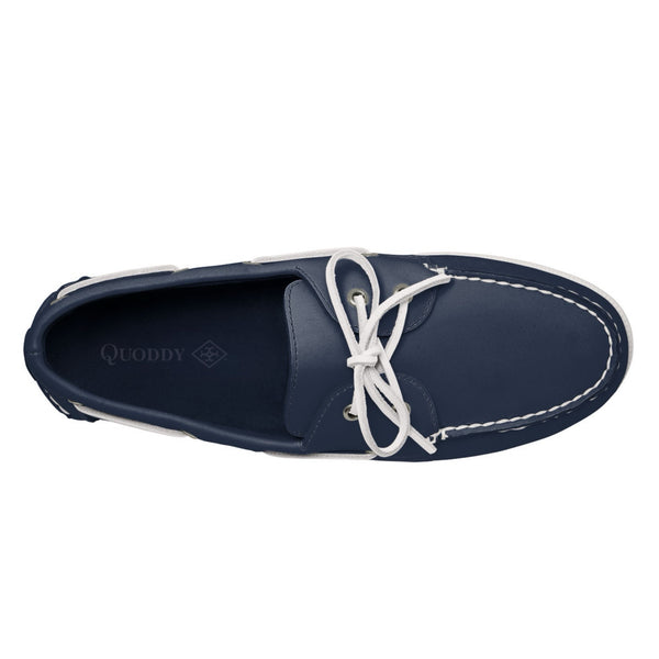 Quoddy Men’s 2 Eyelet LE Boat Shoe: Navy