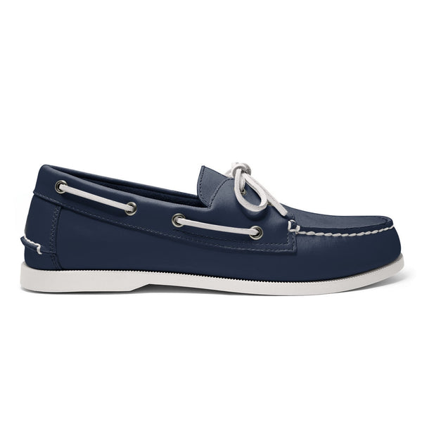 quoddy Men’s 2 Eyelet LE Boat Shoe: Navy
