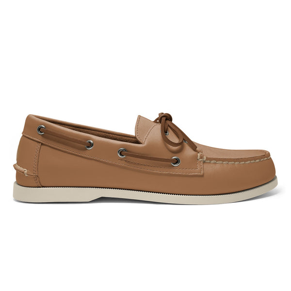 quoddy Men’s 2 Eyelet LE Boat Shoe: Tan