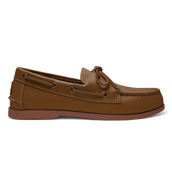 quoddy Men’s 2 Eyelet LE Boat Shoe: Whiskey Brick