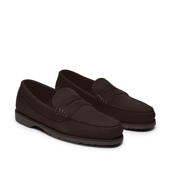 Quoddy Men’s Penny Nubuck LE: Dark Brown
