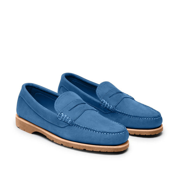 Quoddy Men’s Penny Nubuck LE: Ocean Blue