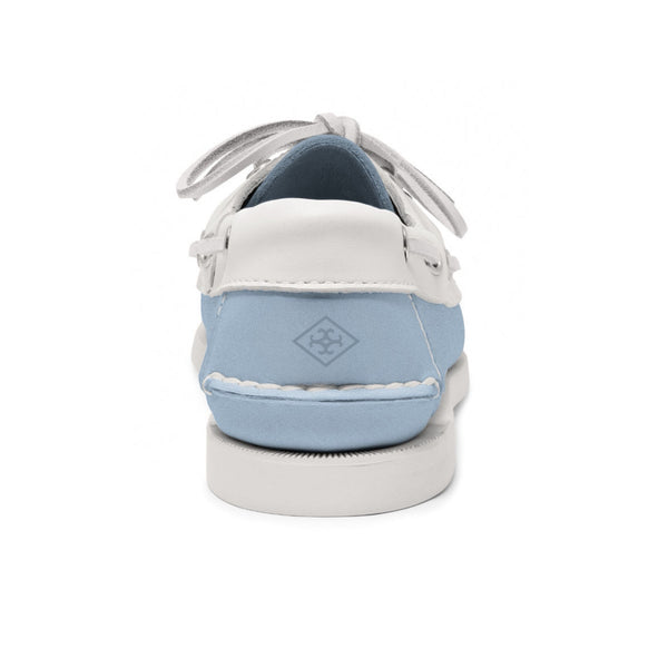 Quoddy Women's 2 Eyelet LE Boat Shoe: Lt Blue/White