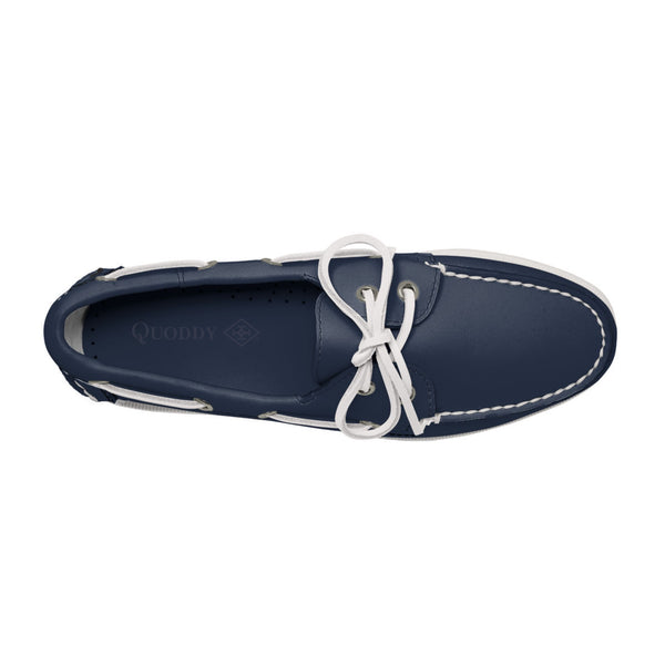 Quoddy Women's 2 Eyelet LE Boat Shoe: Navy