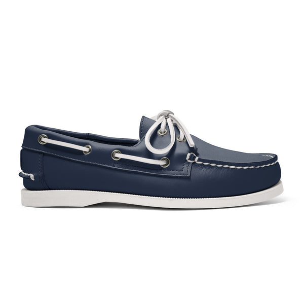 quoddy Women's 2 Eyelet LE Boat Shoe: Navy