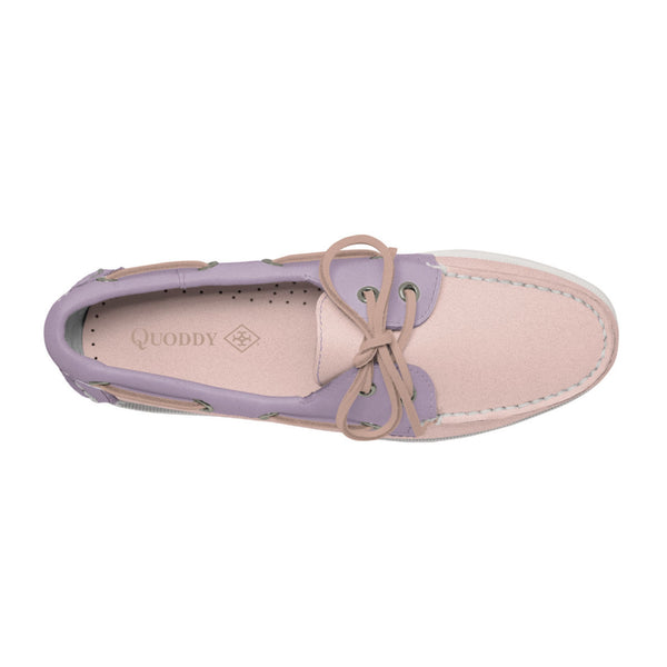 Quoddy Women's 2 Eyelet LE Boat Shoe: Pink/Lavender