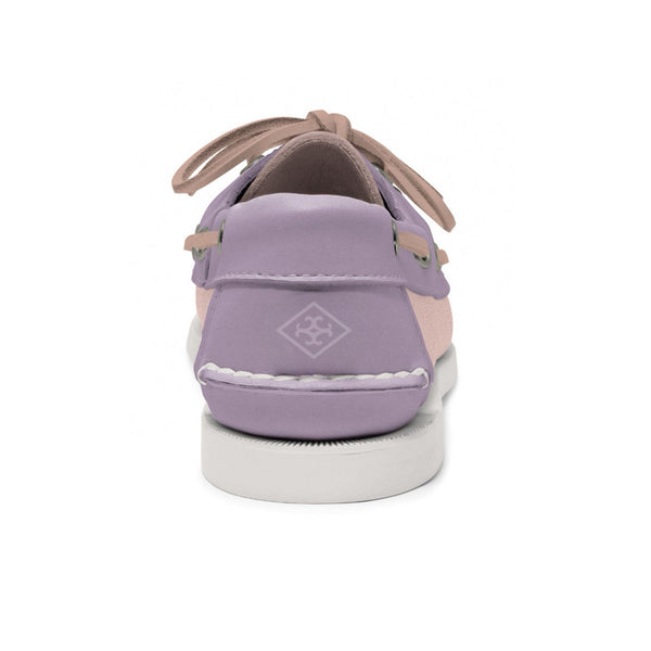 Quoddy Women's 2 Eyelet LE Boat Shoe: Pink/Lavender