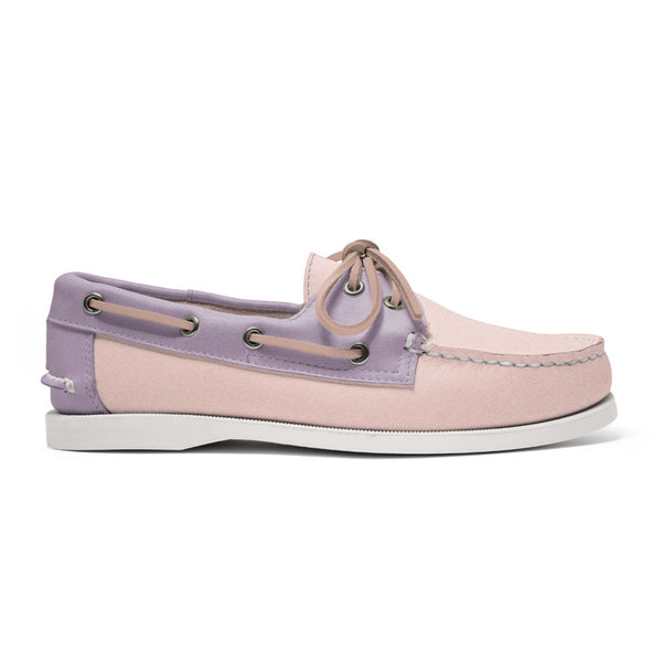 quoddy Women's 2 Eyelet LE Boat Shoe: Pink/Lavender