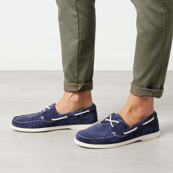 Quoddy Women’s Auburn Boat Shoe: Navy Suede