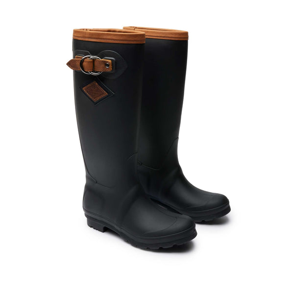 Quoddy Women’s High-Tide Rain Boot: Black Brown