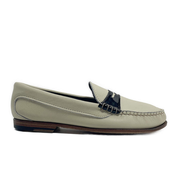 quoddy Women's True Penny: White Black LE