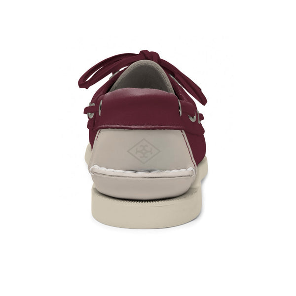Quoddy Women's 2 Eyelet LE Boat Shoe: Burgundy/Ivory