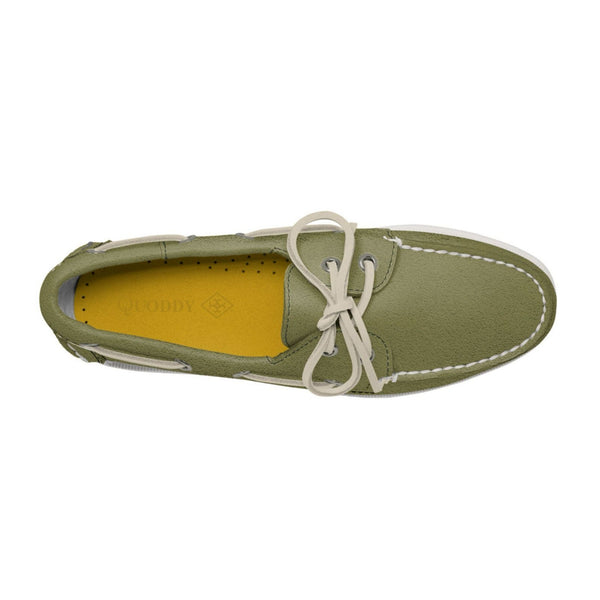 Quoddy Women's 2 Eyelet LE Boat Shoe: Green Jacket Suede