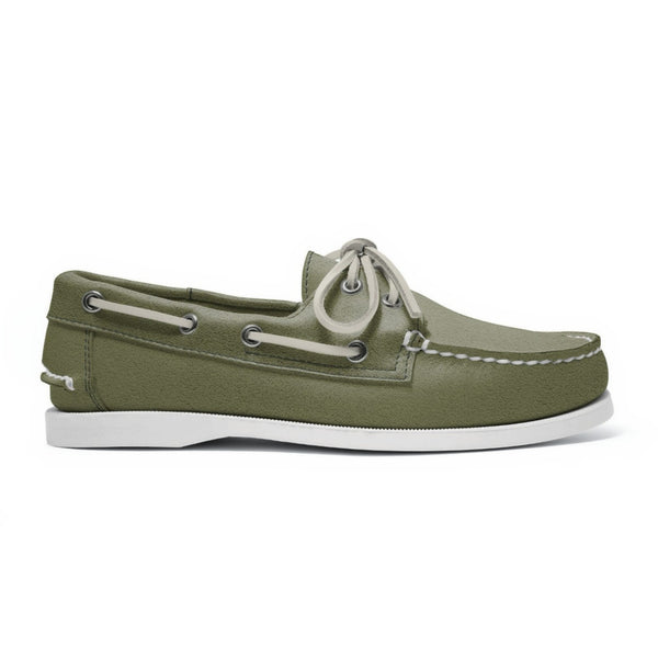quoddy Women's 2 Eyelet LE Boat Shoe: Green Jacket Suede