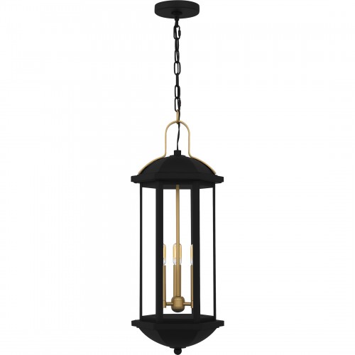 quoizel Crestfield 3-Light Matte Black Outdoor Hanging Lantern