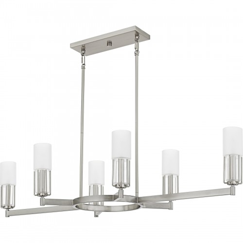 Quoizel Cruz 6-Light Brushed Nickel Linear Chandelier