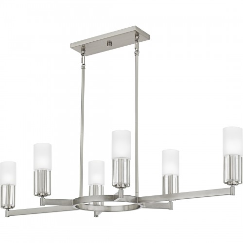 quoizel Cruz 6-Light Brushed Nickel Linear Chandelier