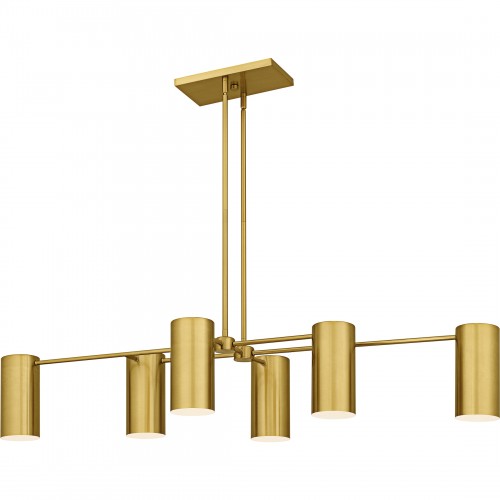 quoizel Foreland 6-Light Brushed Gold Linear Chandelier