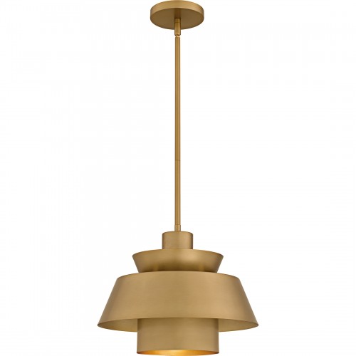 quoizel Lumi 1-Light Brushed Weathered Brass Pendant