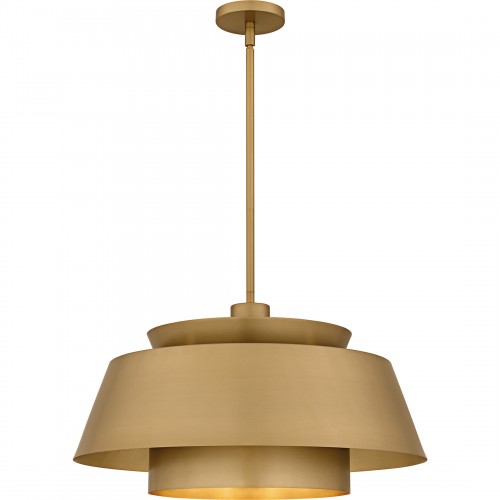 quoizel Lumi 3-Light Brushed Weathered Brass Pendant