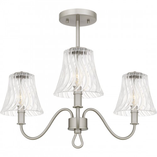Quoizel McKinney 3-Light Brushed Nickel Semi-Flush Mount