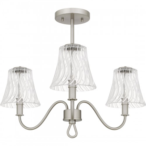 Quoizel McKinney 3-Light Brushed Nickel Semi-Flush Mount
