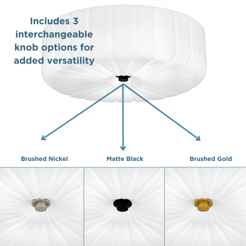 Quoizel Oberman 3-Light Flush Mount With Interchangeable Matte Black Brushed Nickel And Brushed Gold Knobs