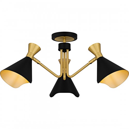 quoizel Arden 3-Light Matte Black Semi-Flush Mount