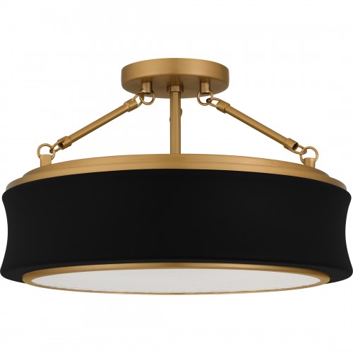 Quoizel Dylan 3-Light Matte Black Semi-Flush Mount