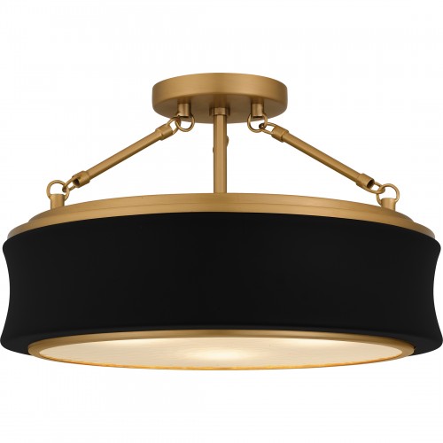 quoizel Dylan 3-Light Matte Black Semi-Flush Mount