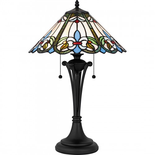 quoizel Giles 2-Light Matte Black Table Lamp