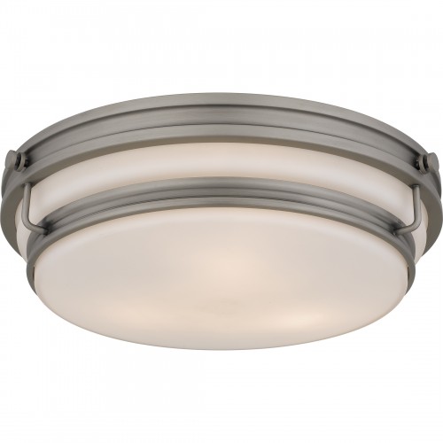 quoizel Grafton 3-Light Antique Nickel Flush Mount