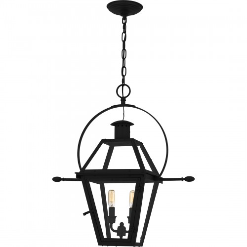 quoizel Rue De Royal 2-Light Earth Black Outdoor Hanging Lantern