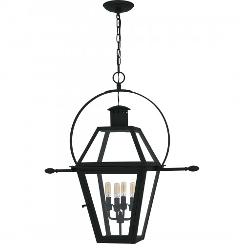 Quoizel Rue De Royal 4-Light Earth Black Outdoor Hanging Lantern