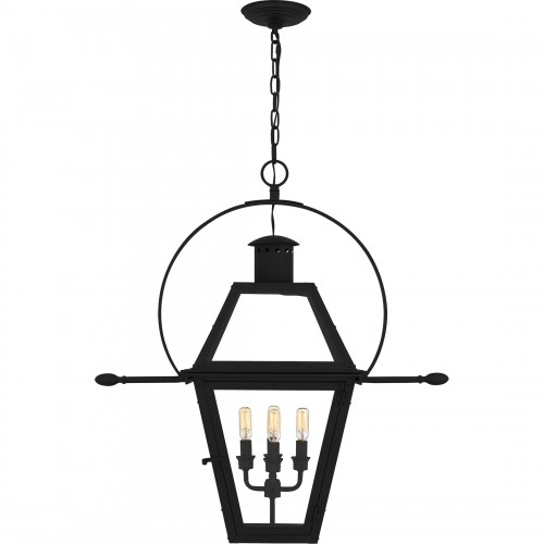 Quoizel Rue De Royal 4-Light Earth Black Outdoor Hanging Lantern