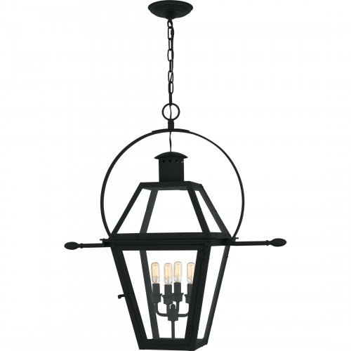 quoizel Rue De Royal 4-Light Earth Black Outdoor Hanging Lantern