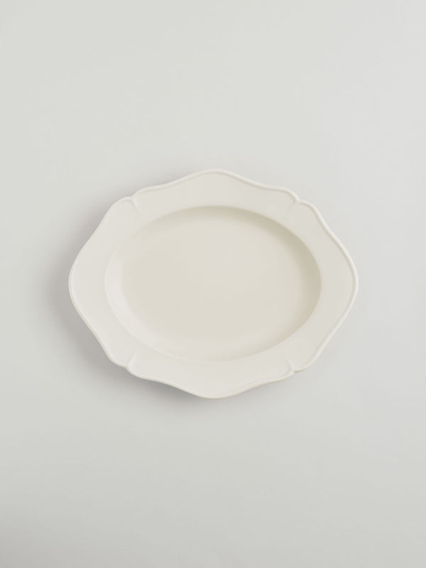 R D.lab Festone Oval Serving Plate Almond