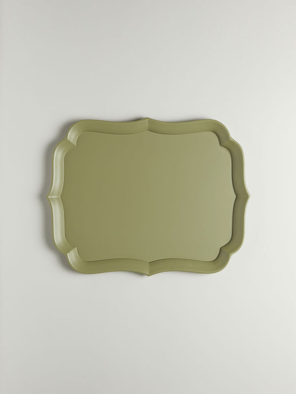 r d.lab Sara Lacquered Wood Tray baluster green