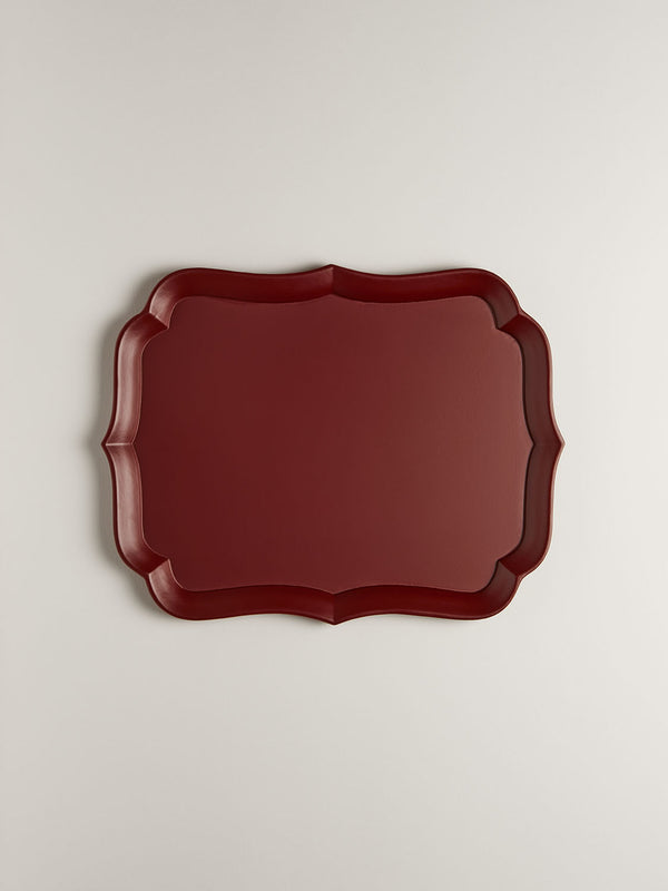 r d.lab Sara Lacquered Wood Tray cordovan red