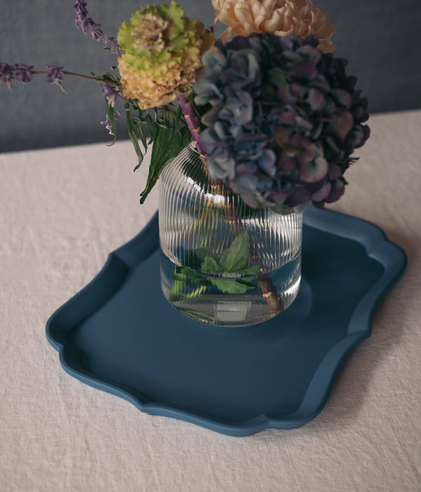 R D.lab Sara Lacquered Wood Tray Distant Blue