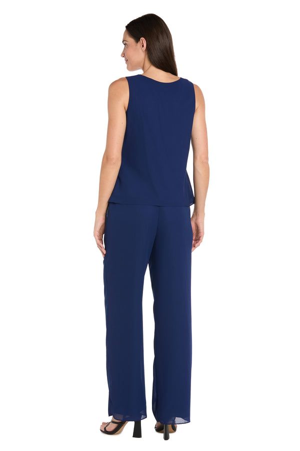 R&m Richards 3-Piece Georgette Pantsuit With Caviar Beading