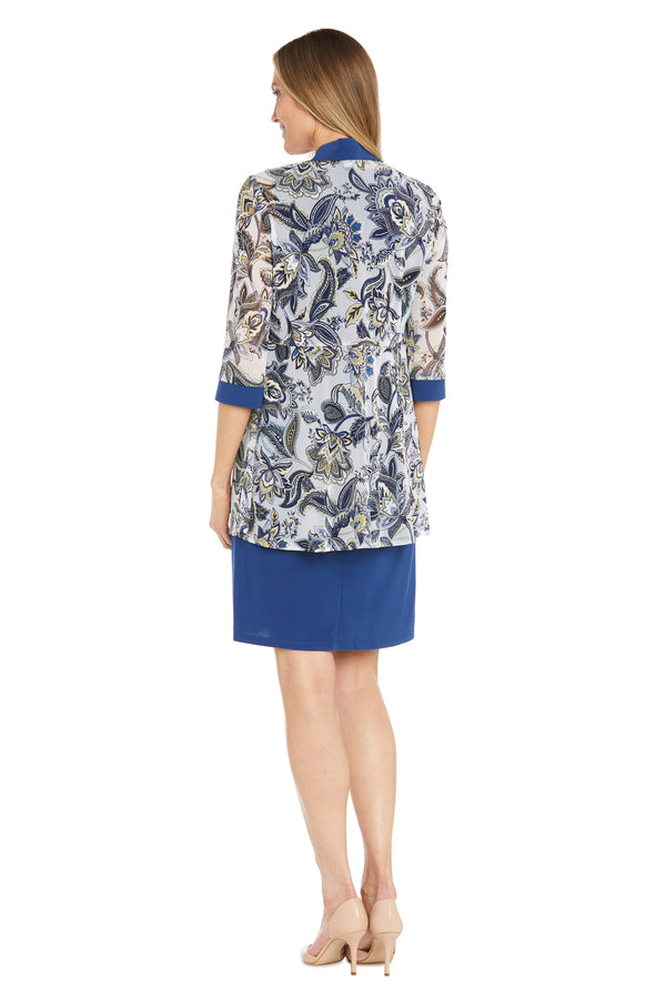 R&m Richards Abstract Leaf Printed Jacket Dress - Petite