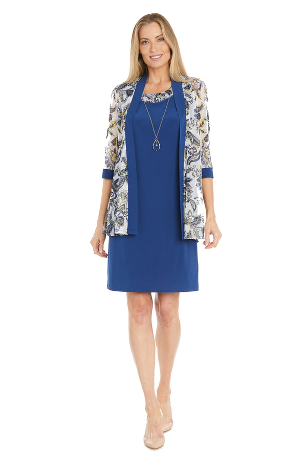 r&m richards Abstract Leaf Printed Jacket Dress - Petite